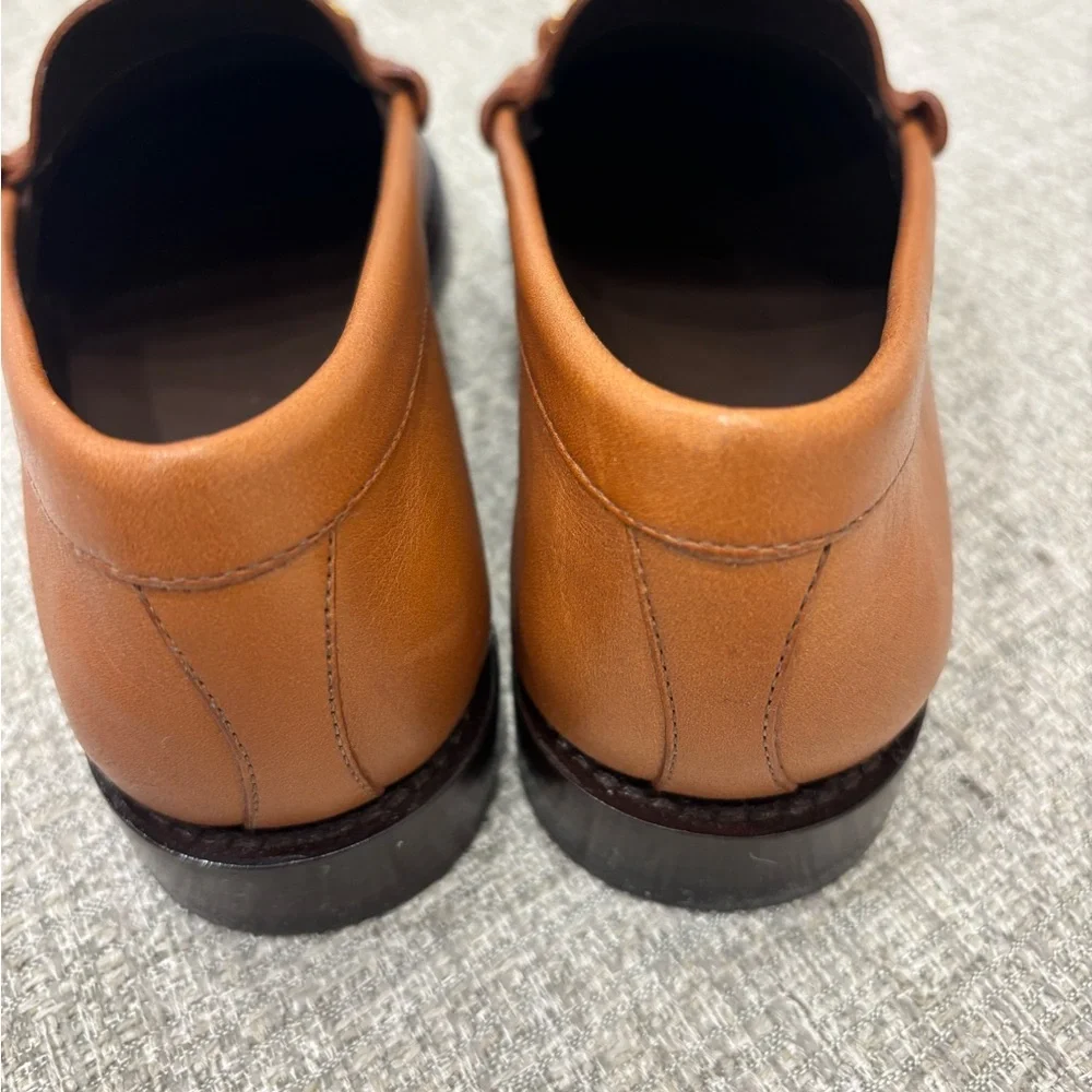 CELINE - Leather Loafers with Gold Chain. AVAIL